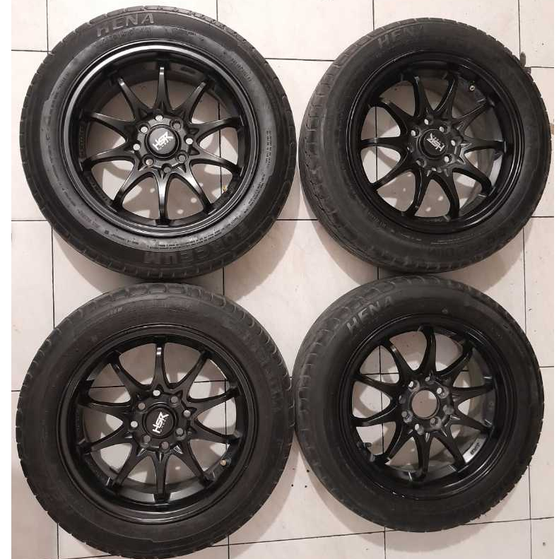 VELG MOBIL BEKAS SEKEN HSR HIROSHIMA RING 15 LEBAR 6,5 PCD 4X100-4X114 ET 40+BAN 185 60 R15 UNTUK BR