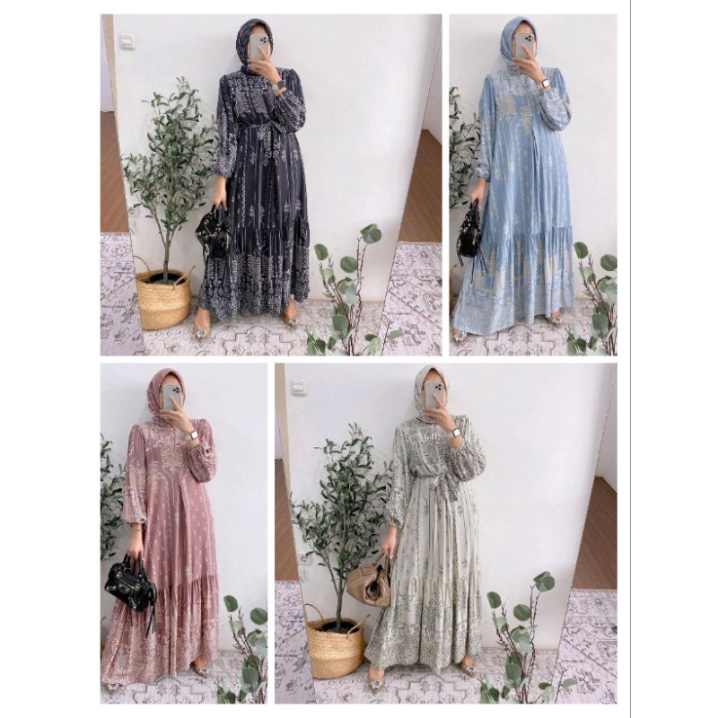 GEMIA SET ~ DRESS HIJAB SEGI EMPAT