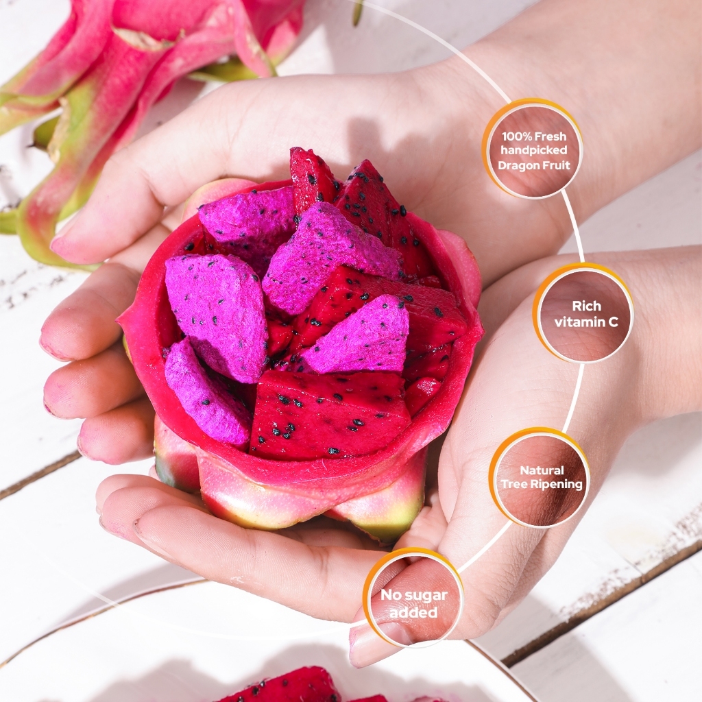 

Ursnacks DRAGON FRUIT FREEZE DRIED FRUIT - Snack Import Keripik Buah Naga vakum Kering Halal BPOM Rendah Gula Sehat