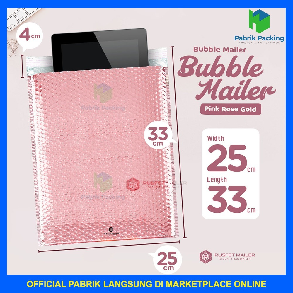 

AMPLOP BUBBLE MURAH|BUBBLE MAILER|BUBBLE PACKING PINK ROSE GOLD 25x33CM
