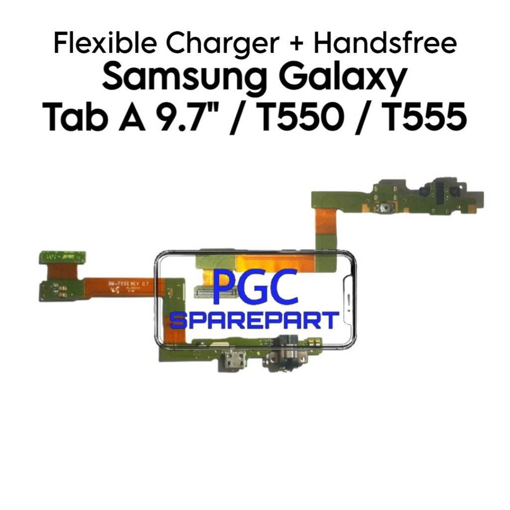 Flexible Charger + Handsfree Samsung Galaxy Tab A 9.7 / T550 / T555 / SM-T555 / SM-T550 / SM-P555 / 