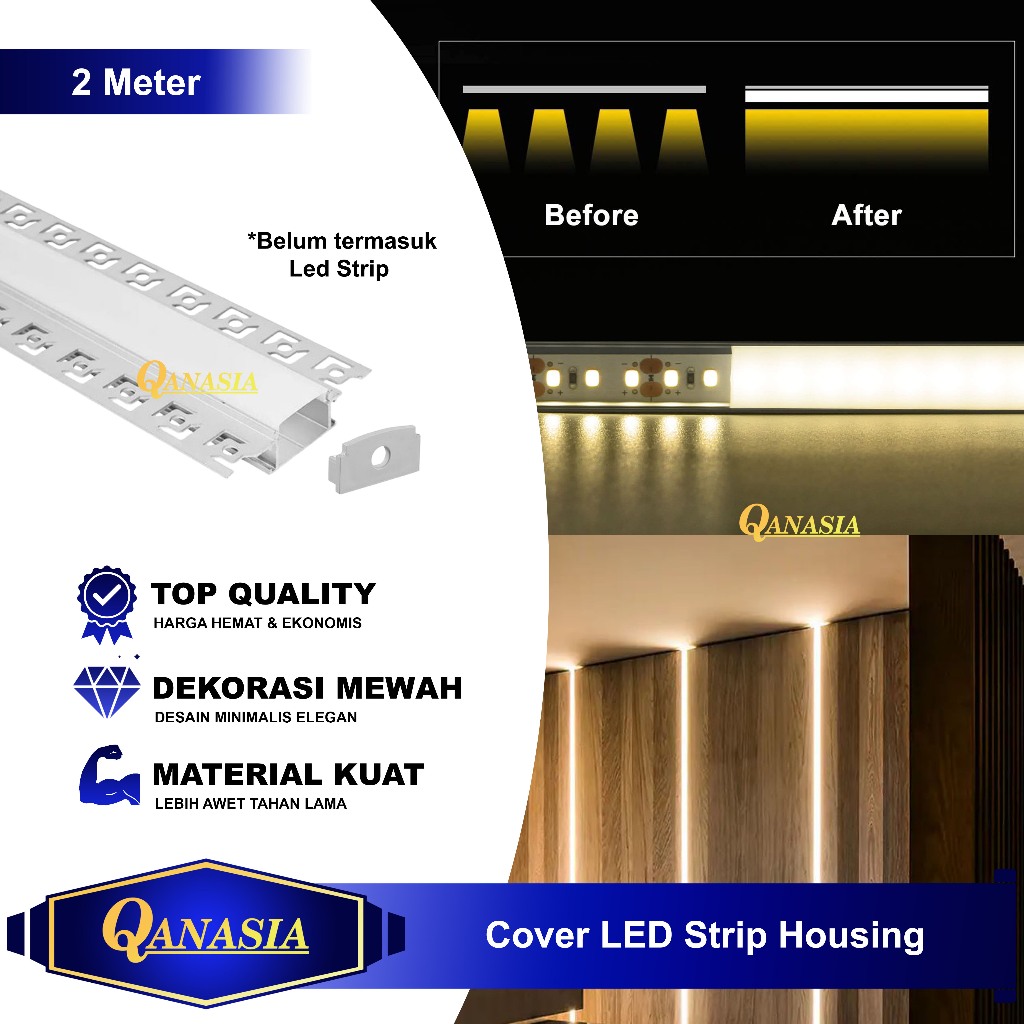 Housing LED Strip Cover Aluminium Linear Plafon 2M