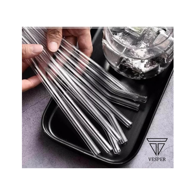 sedotan kaca transparan bening satuan glass straw high borosilicate