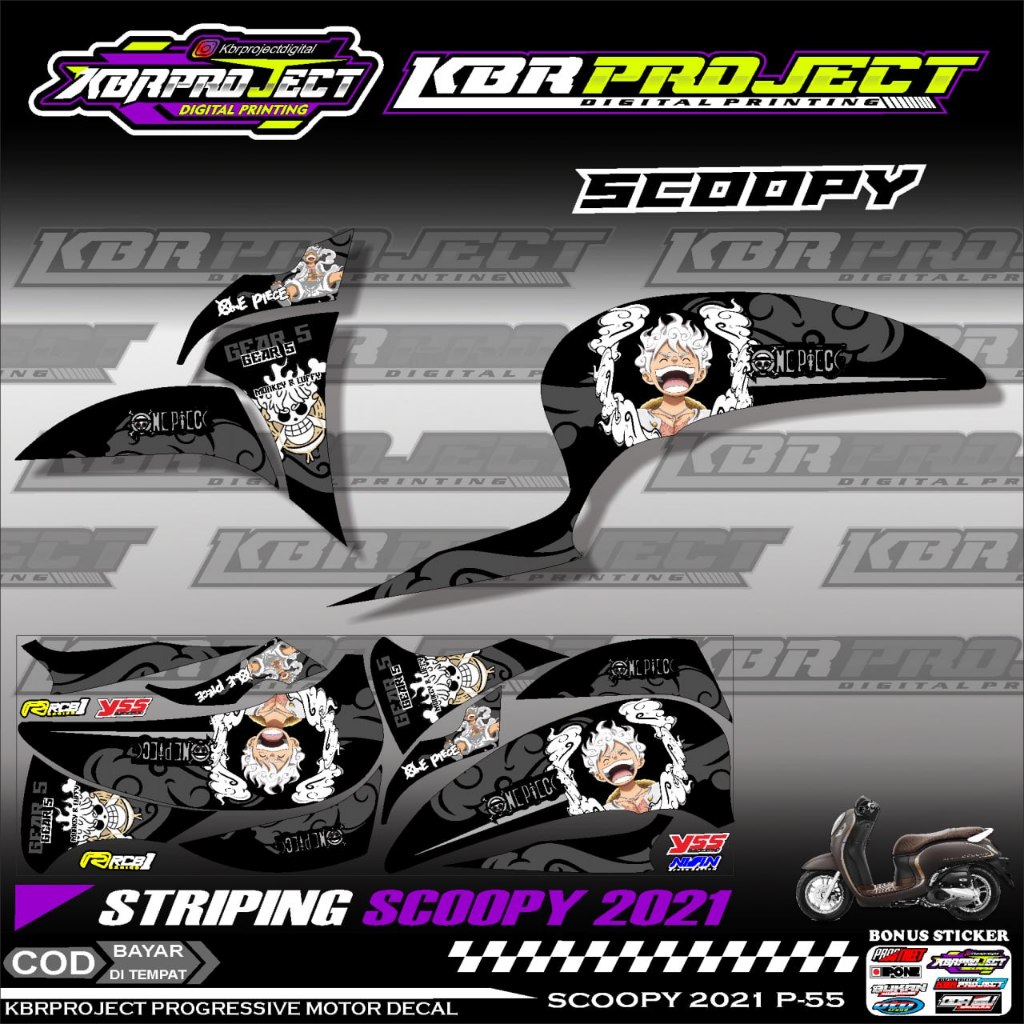 SCOOPY 2021 STIKER STRIPING PREMIUM KEREN LIS VARIASI MOTOR HONDA RACING P.55 TRANSPARAN BISA COD