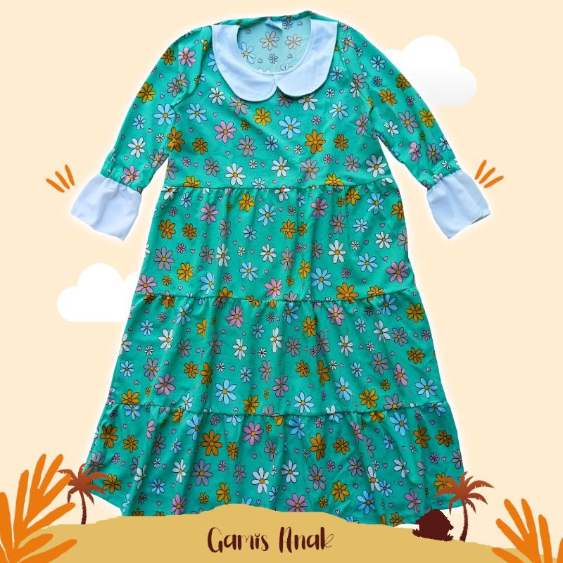 Gamis Anak / Gamis Motif Bunga / Gamis Voxy / Gamis 6 7 8 Tahun / Gamis Midi Dress / Midi Dress Anak