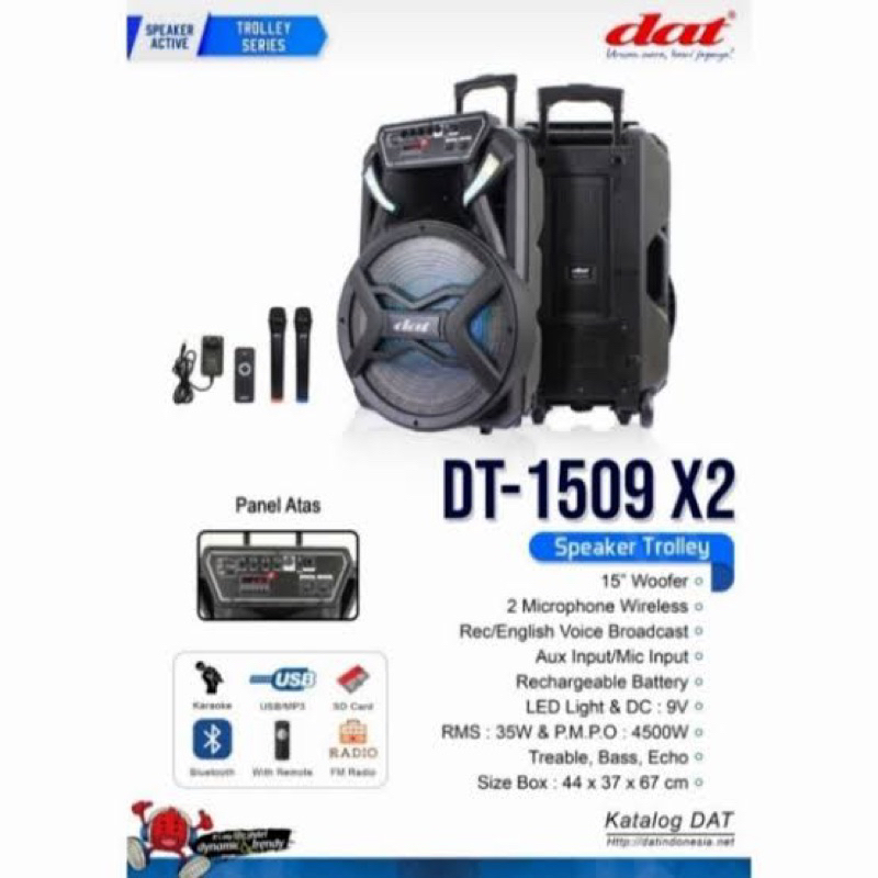 DAT SPEAKER DT 1509 DAT 15 INCH SPEAKER PORTABLE DAT DT 1509X2 DAT SPEAKER 15 INCH SPEAKER AKTIF DAT