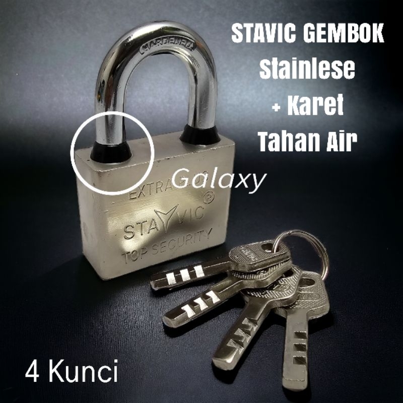 Stainless Gembok Rumah / Pagar Universal + Karet Pelindung Air