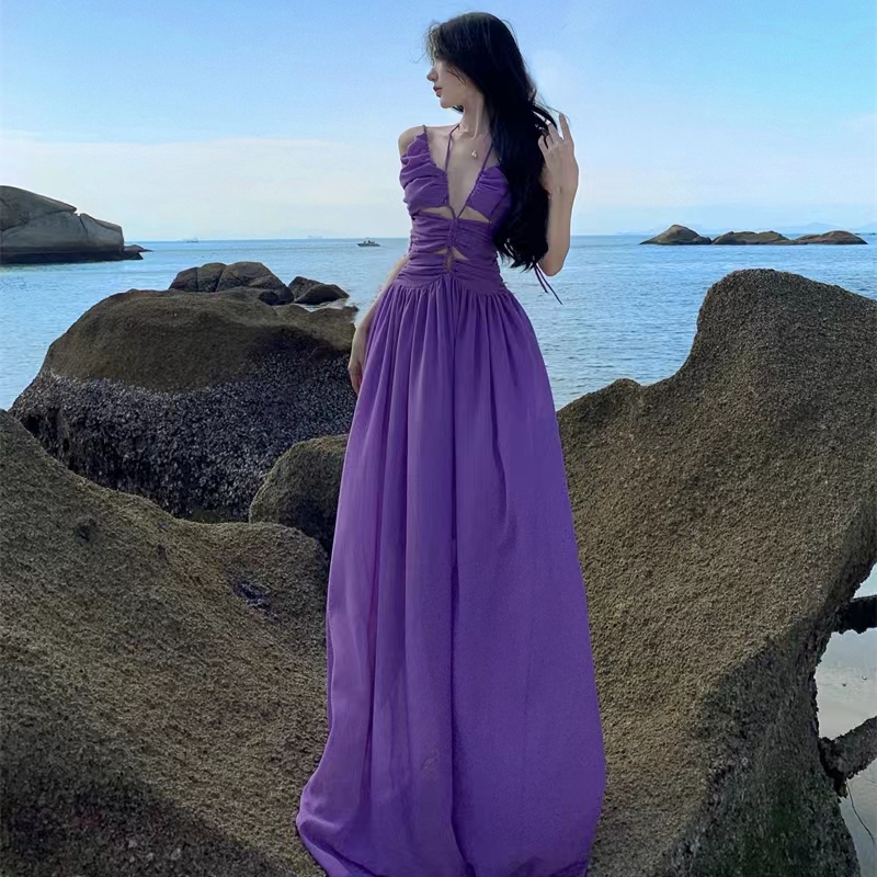 𝐑𝐄𝐀𝐃𝐘 𝐒𝐓𝐎𝐂𝐊 𝐒𝐀𝐅 - NAOMI purple long dress woman premium / coquette dress / korean summer dress / bea