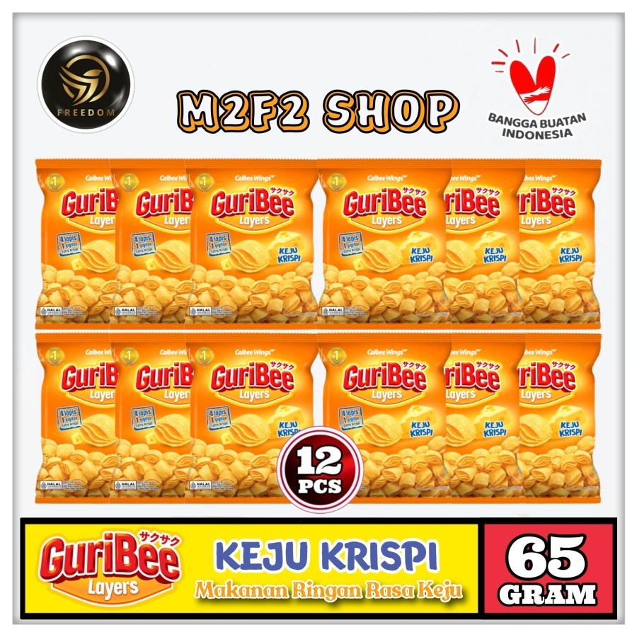 

Keripik GuriBee Layers Snacks Rasa Keju Krispi - 65 gr (Kemasan 12 Pcs)