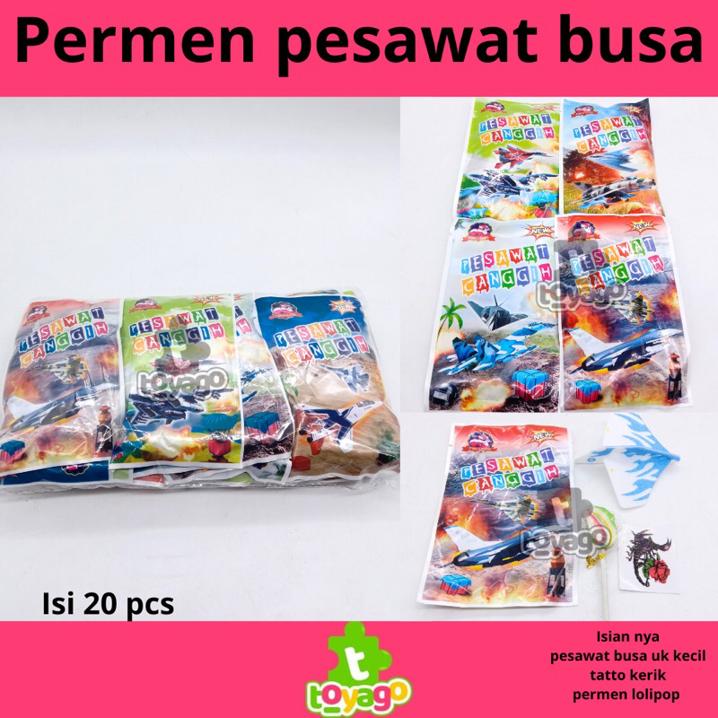 

permen pesawat isi 20 pcs grosir murah (Permen pesawat canggih@20 toyago toys)