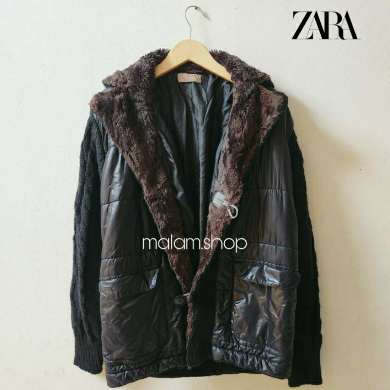 ZARA MAN Faux Fur Puffer Jacket