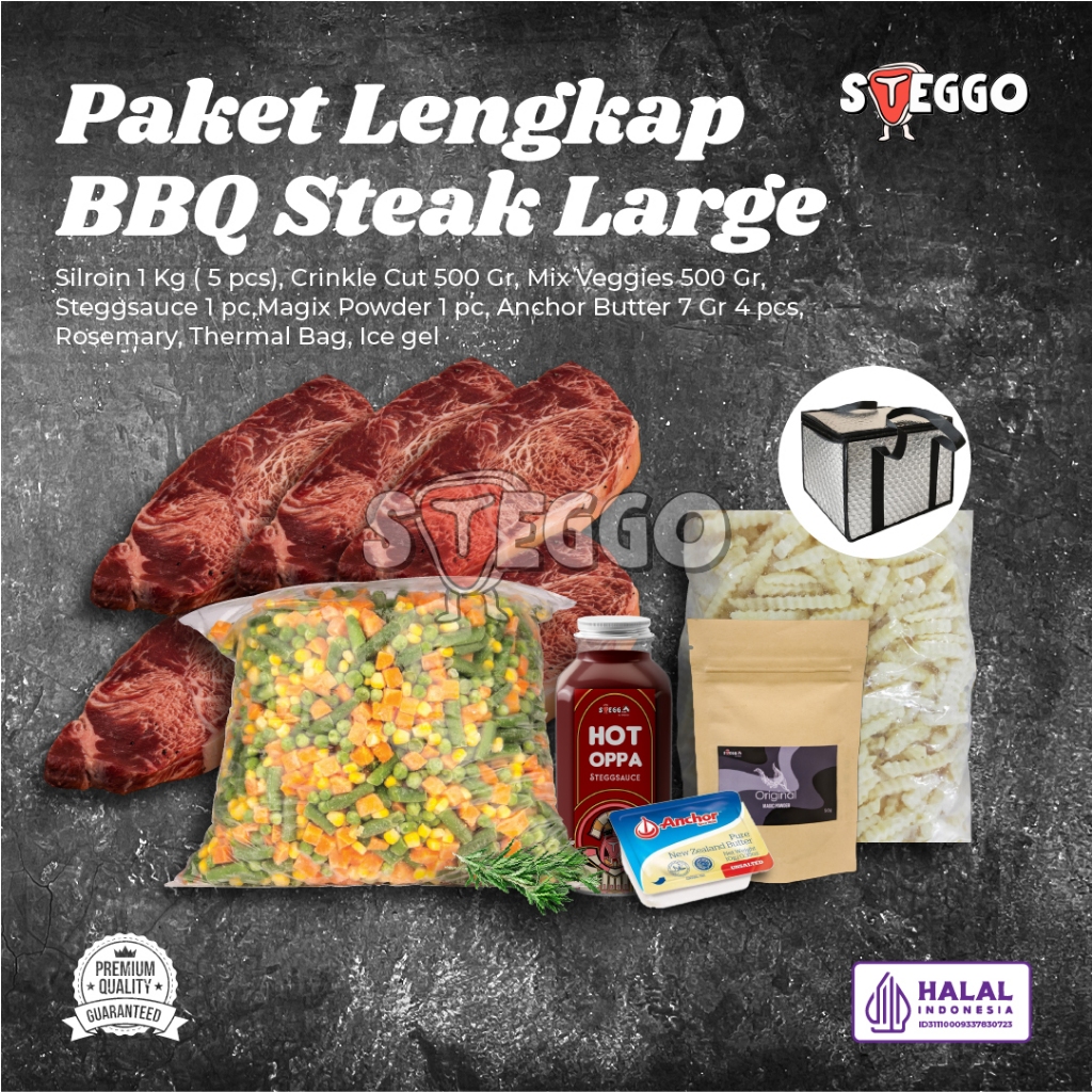 

Paket Hemat Lengkap BBQ SIRLOIN BEEF STEAK, Bundling Daging Steak