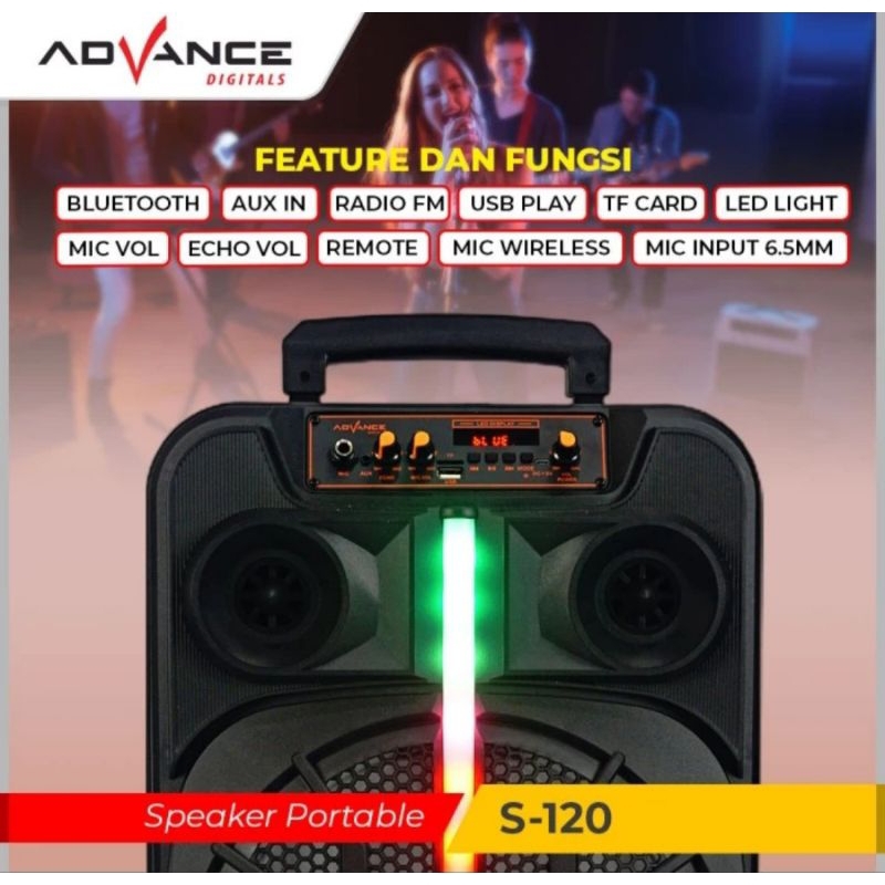 Advance Speaker Meeting Portable 12" inch S120 Bluetooth Plus Remote speker aktif 12 in