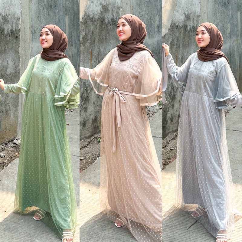 Joley Cloth - Tara Brucat Dress Muslimah Baju Kondangan Gamis Pesta Mewah Dewasa Remaja Gaun