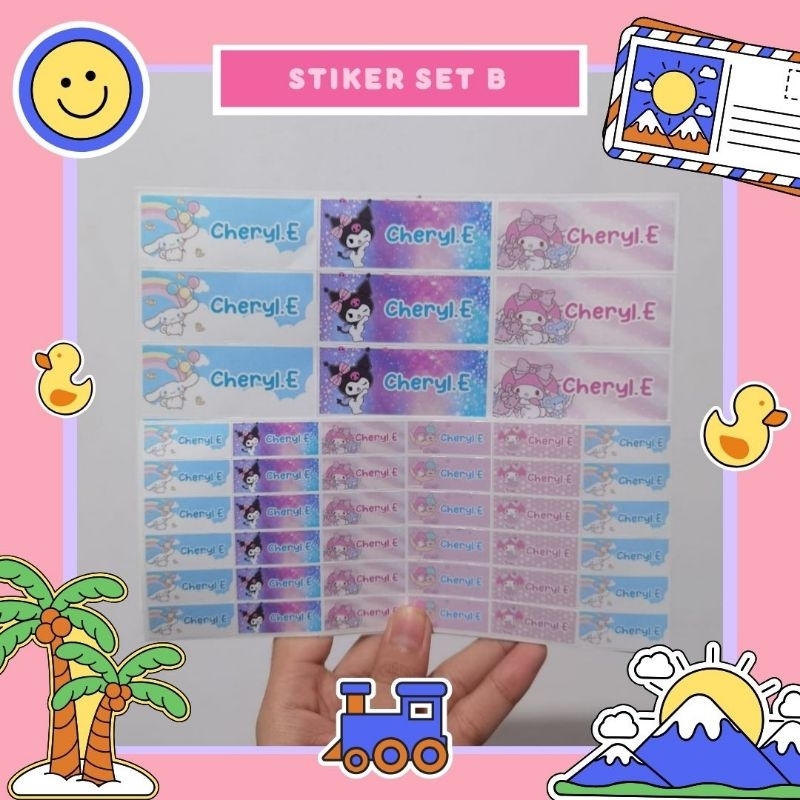 

Sticker Label Nama Waterproof Set B 90 Pcs Custom Desain untuk Buku & Pensil Bening Non Bening
