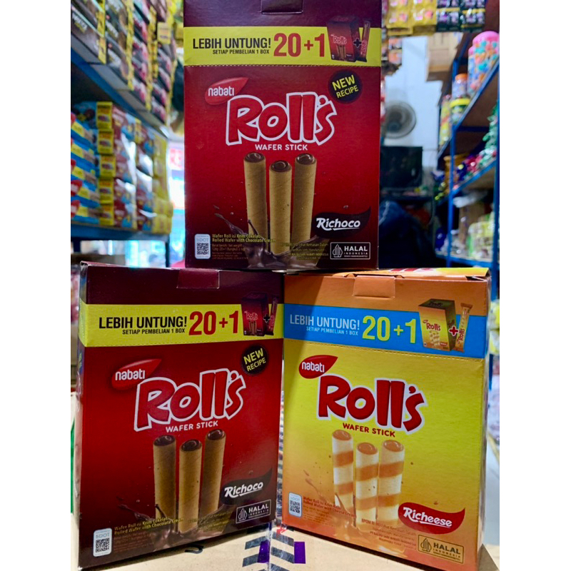 

Nabati Roll's (Keju & Coklat) / Nabati Rolls Kemasan Box (20 x 8 gram)