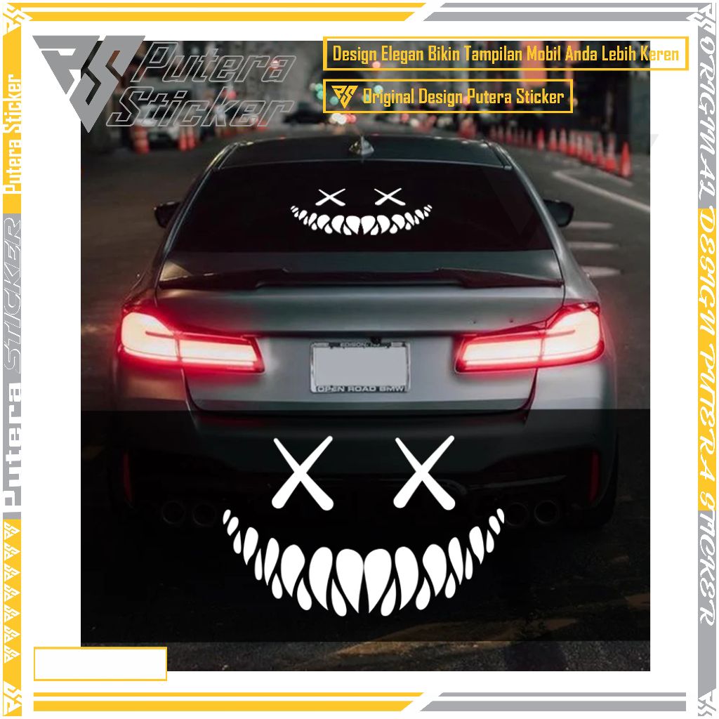 cutting stiker mobil lucu stiker kaca mobil gambar wajah ketawa