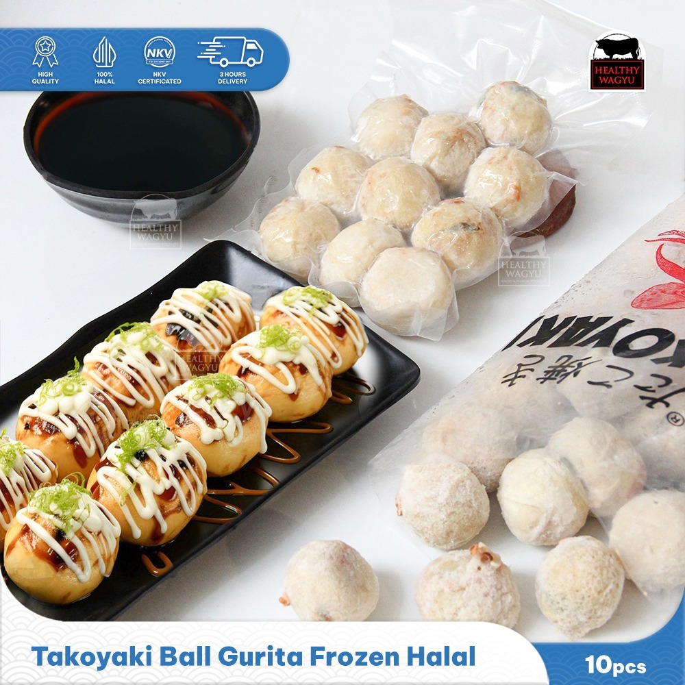 

Takoyaki Ball Gurita Frozen Premium Halal Isi 10pcs Healthy Wagyu