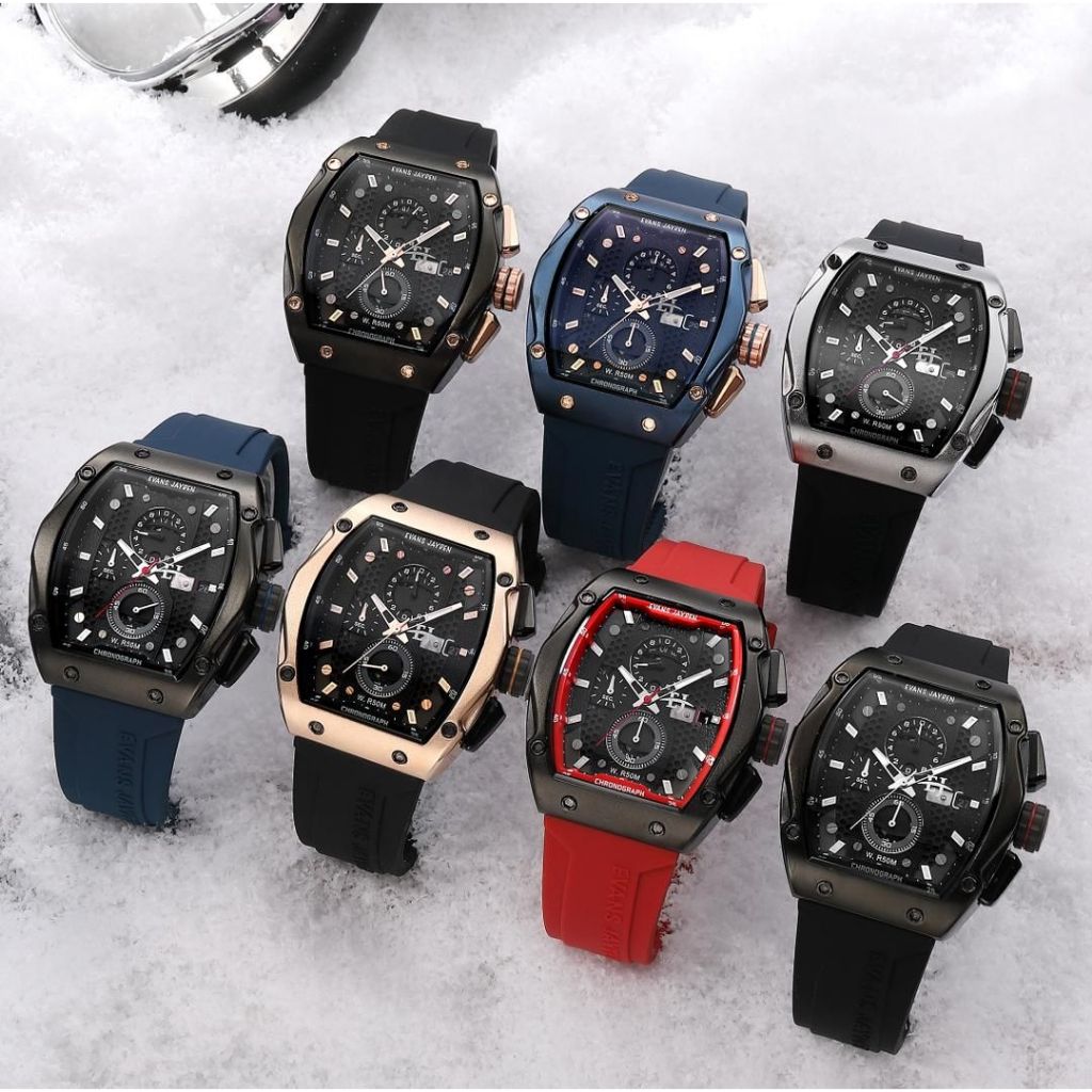 JAM TANGAN PRIA EJ 9556 AD RUBBER EVANS JAYDEN CHRONO ON COD