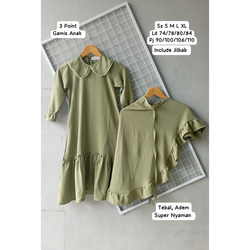 GAMIS ANAK SET JILBAB ORIGINAL BRAND 3 POINT
