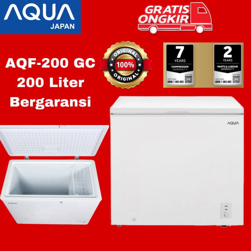 Chest Freezer AQUA 200 Liter / Freezer Box AQF-200 GC (Free Ongkir Serang Banten)