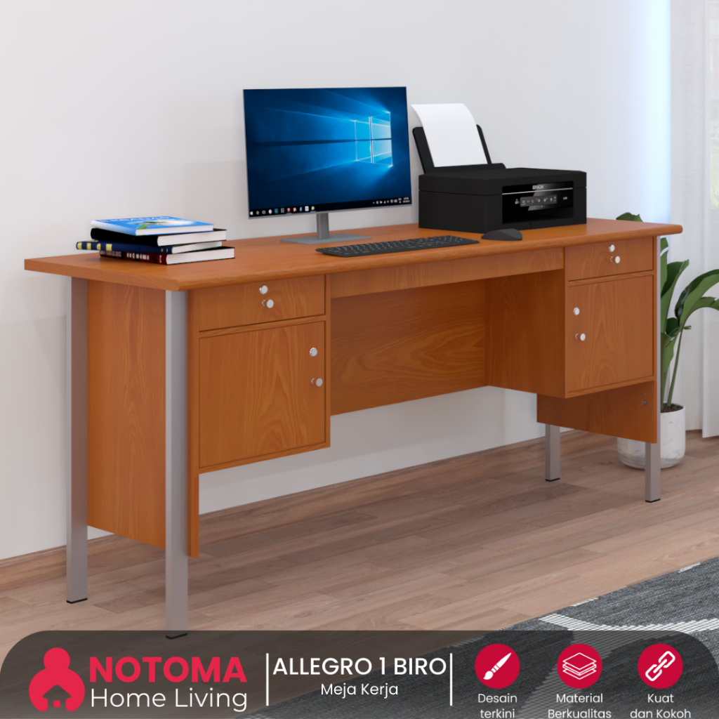 Meja tulis size besar Meja kerja kaki besi laci penyimpanan meja kantor 1 biro