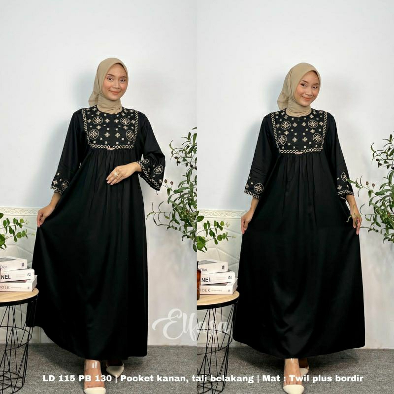 Gamis midi rayon motif busui friendly