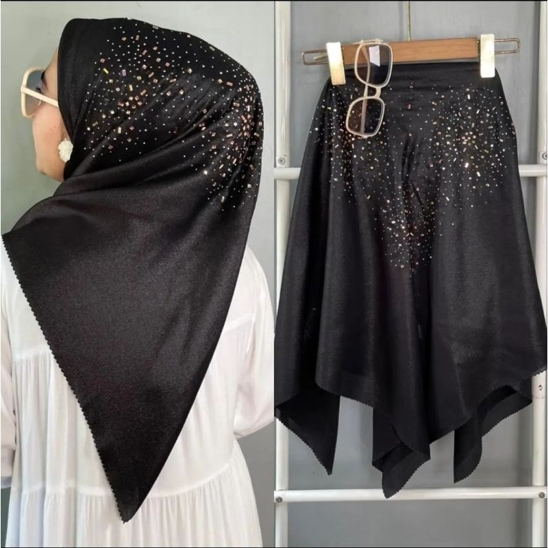 hijab segi empat sinar payet tabur mutiara motip tabur kepala/ segi empat sinar sewareski