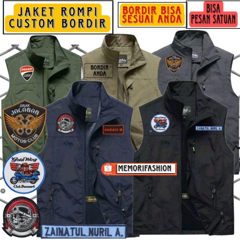 ROMPI OUTDOR VEST PRIA WANITA CUSTOM BORDIR SATUAN
