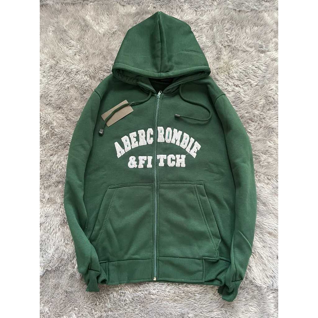 Jaket STM Hoodie Zipper ABERCROMBIE Hijau Full Tag Dan Lebel Logo Texs FULL Bordir Premium Unisex