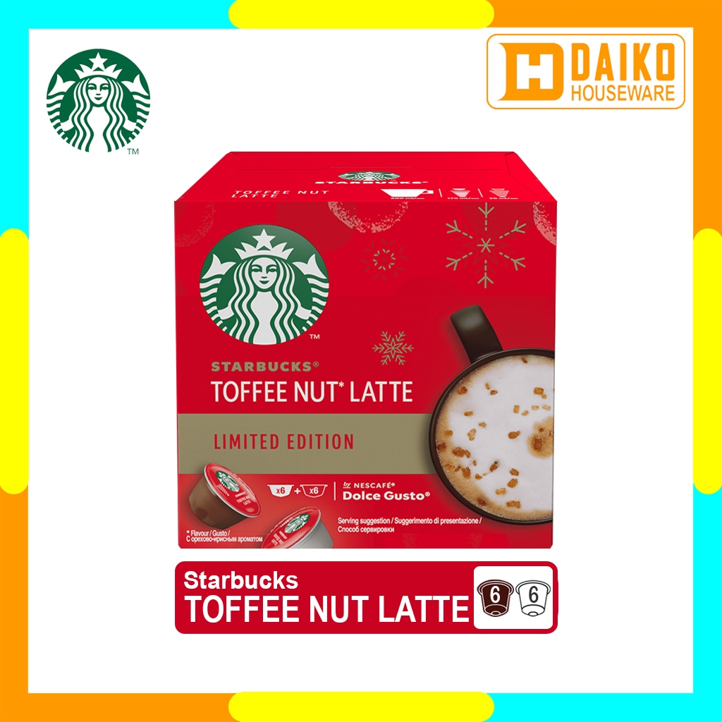 

Starbucks Toffee Nut Latte Limited Edition Capsule Box by Nescafe Dolce Gusto Coffee - Kopi Kapsul Original Nestle