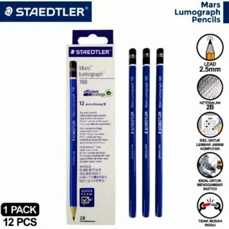 

Pensil Staedtler 2B Lumograph Pensil Ujian Tembus Komputer / Pensil 2B