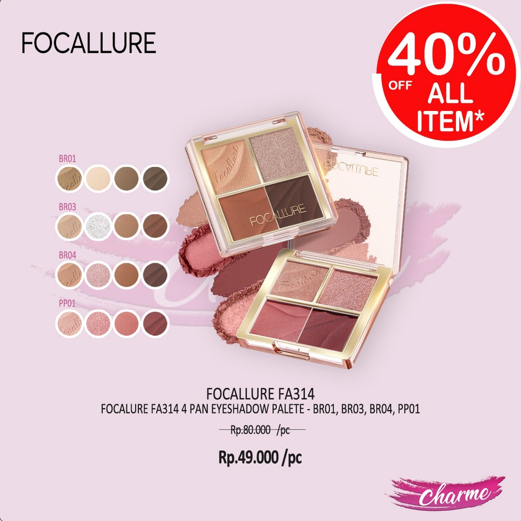 (READY & ORI) Focallure 4 Pan Eyeshadow Palette FA314 FA 314