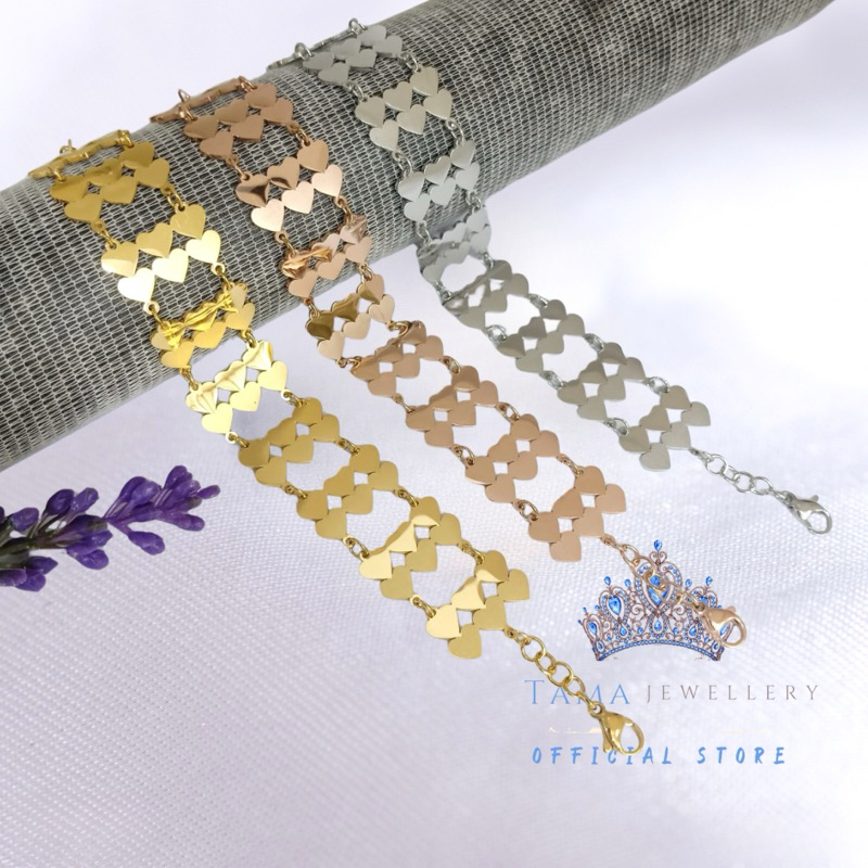 TAMA Gelang Titanium lapis emas 18k. Gelang bunny anti karat