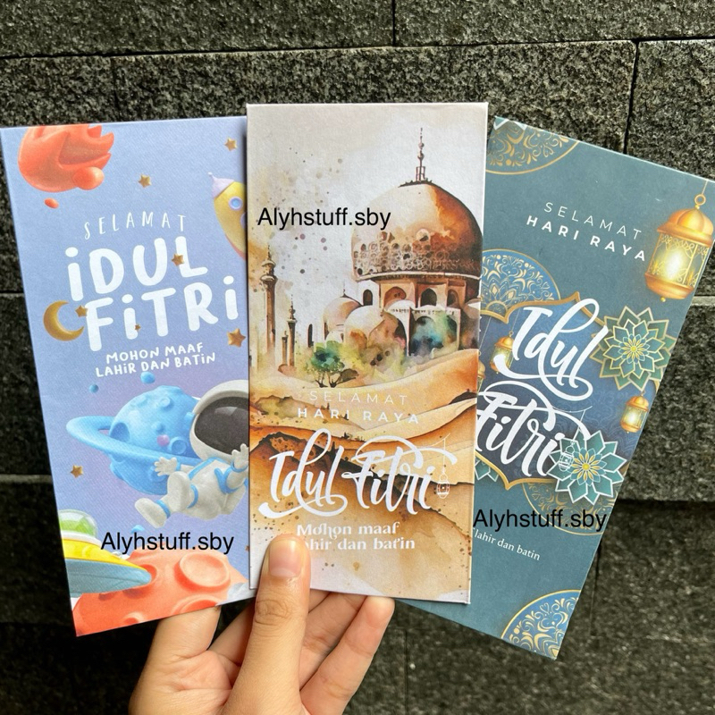 

1 pak isi 5 pcs | Amplop angpau lebaran uang tanpa lipat bahan premiun Aster Tebal 200GSM