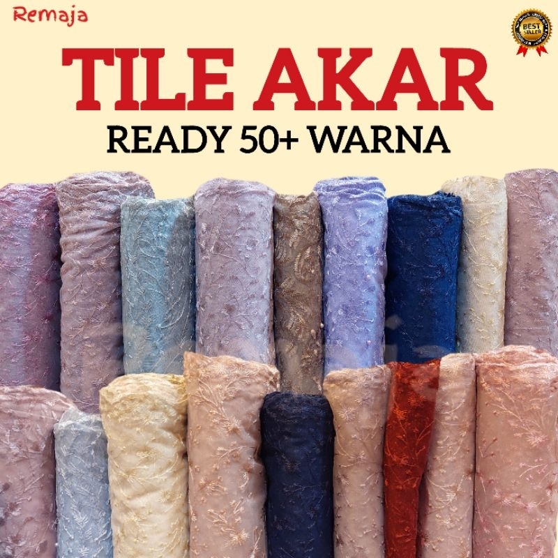 1/2 meter Kain Kebaya Brokat Tile Akar Motif / Kain Renda Tile akar mutiara Lbr 1.40