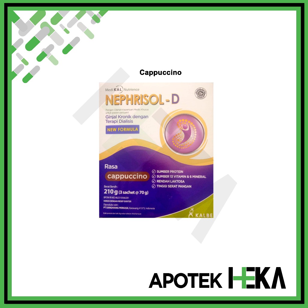 

BgKr Nephrisol-D Vanila / Cappucino 210 gram - Susu Pasien Ginjal Dialisis [BOGOR]