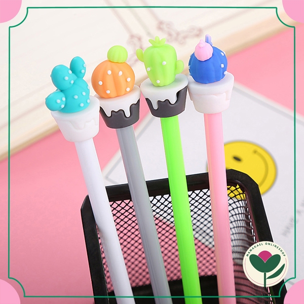 

Pulpen karakter colorful cactus pulpen kaktus pena lucu cute tinta gel black MK1383