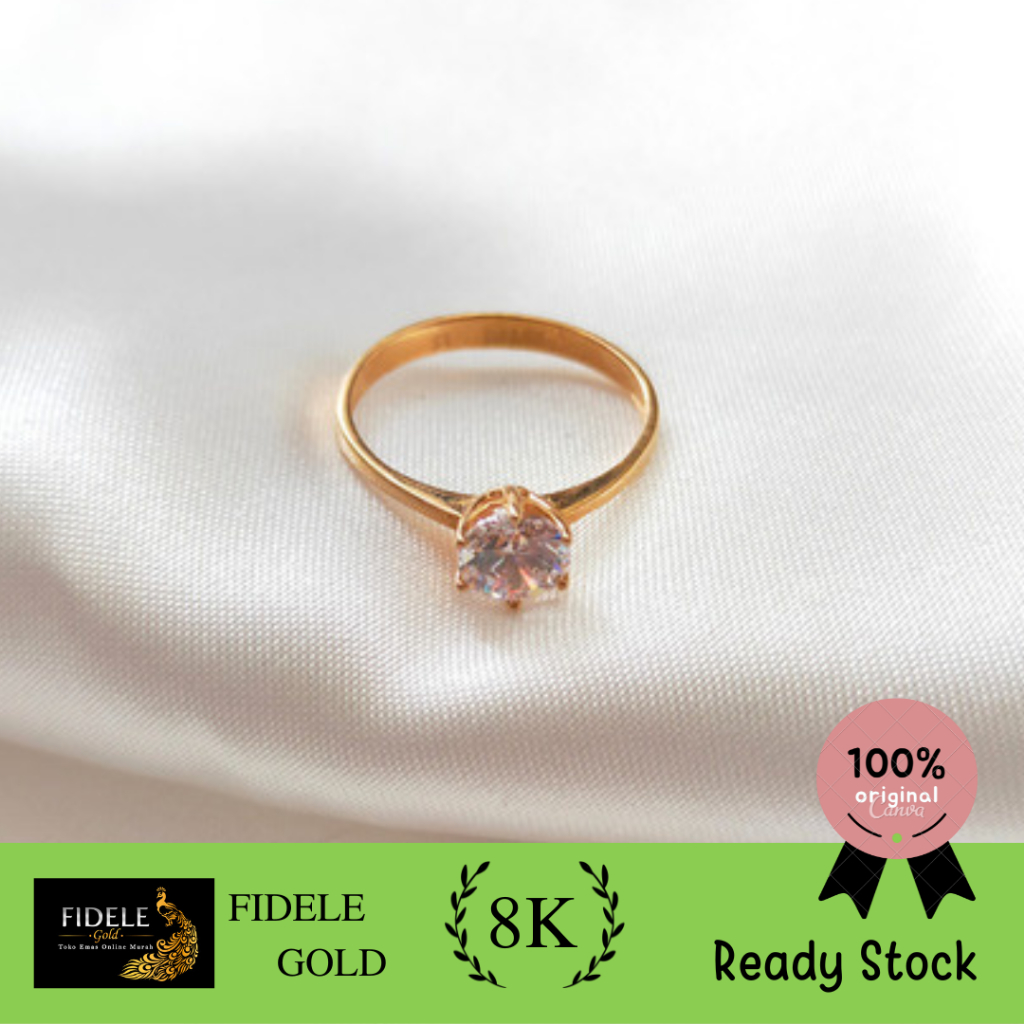 Cincin Soliter Cincin Emas Permata Look Diamond 375 8k