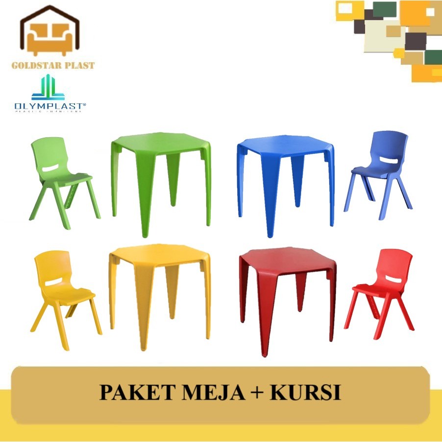 Olymplast Meja Belajar Anak + Kursi/Meja + Kursi Anak (OCT 1 + OK 1)