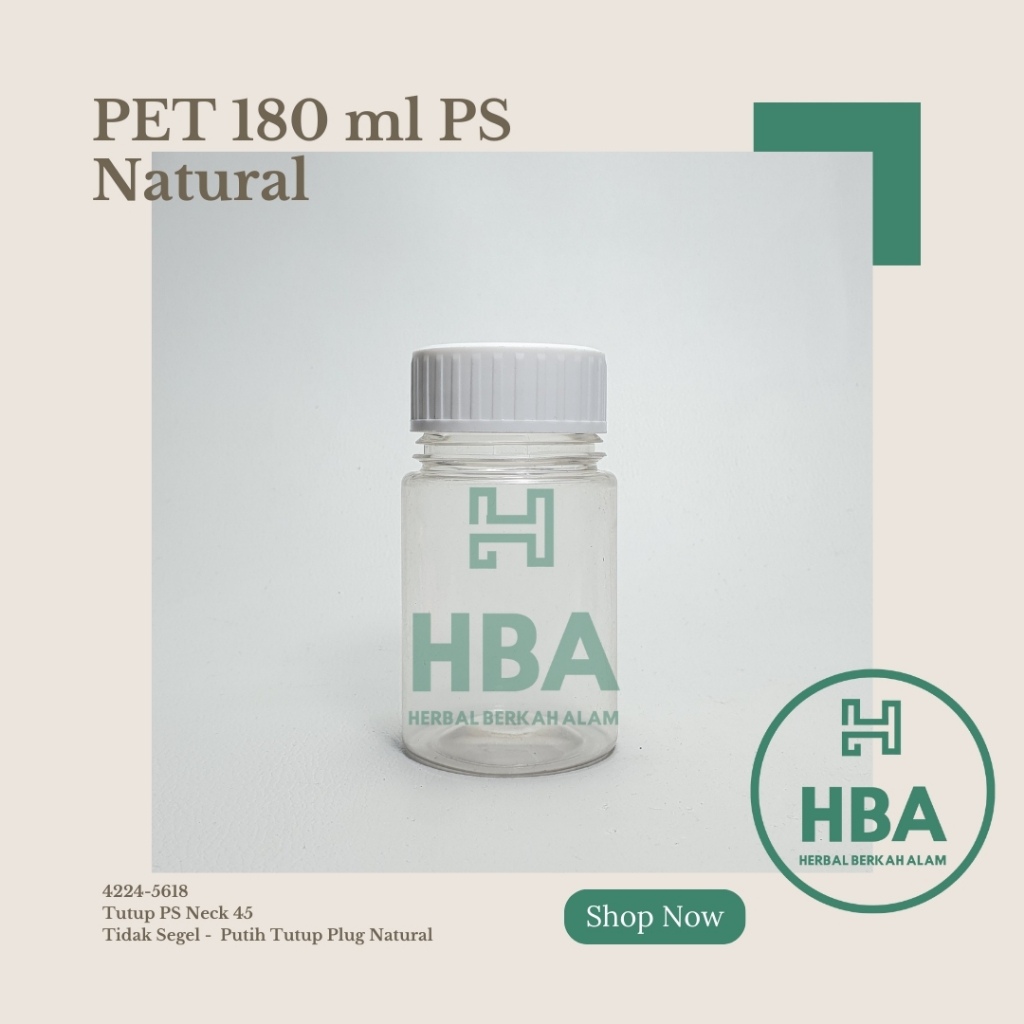Botol Obat 180 ml Natural Tutup Putih Gerigi Besar / Botol Obat / Botol Plastik / Botol Kosong / Bot