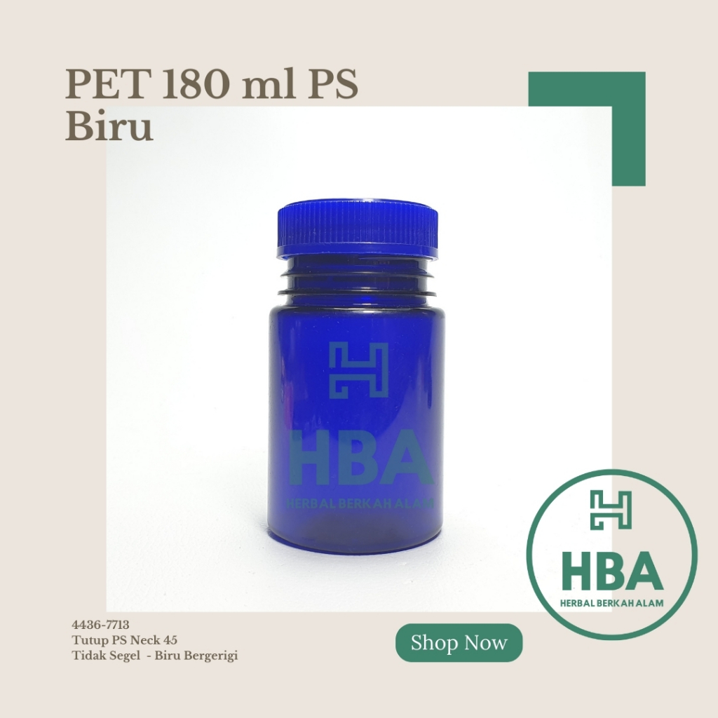 Botol Obat 180 ml Biru Tutup Biru Gerigi Kecil / Botol Obat / Botol Plastik / Botol Kosong / Botol K