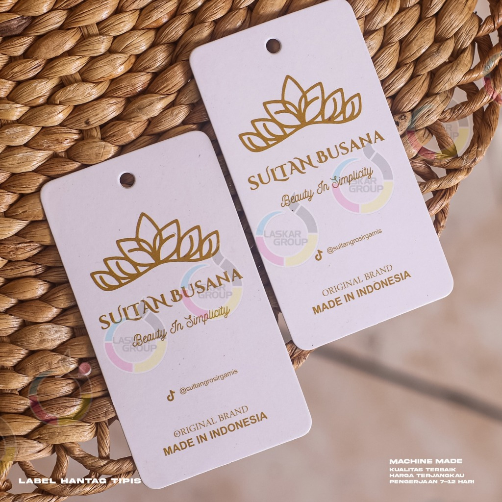 

label hangtag (50pcs) ketebalan 260gsm, label tag pakaian, thank you card, hangtag ekonomis