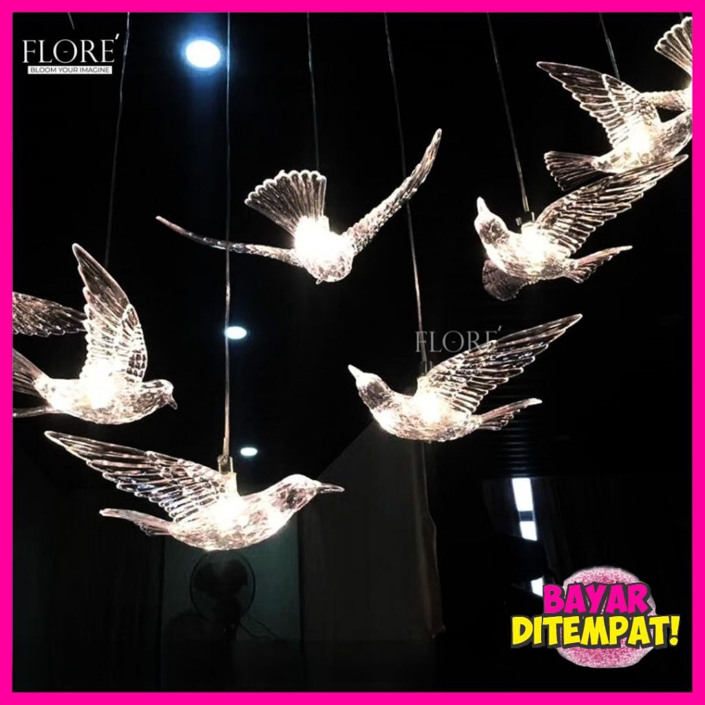 Lampu Burung Acrilik Dekorasi/isi 10 burung (LPI-1)