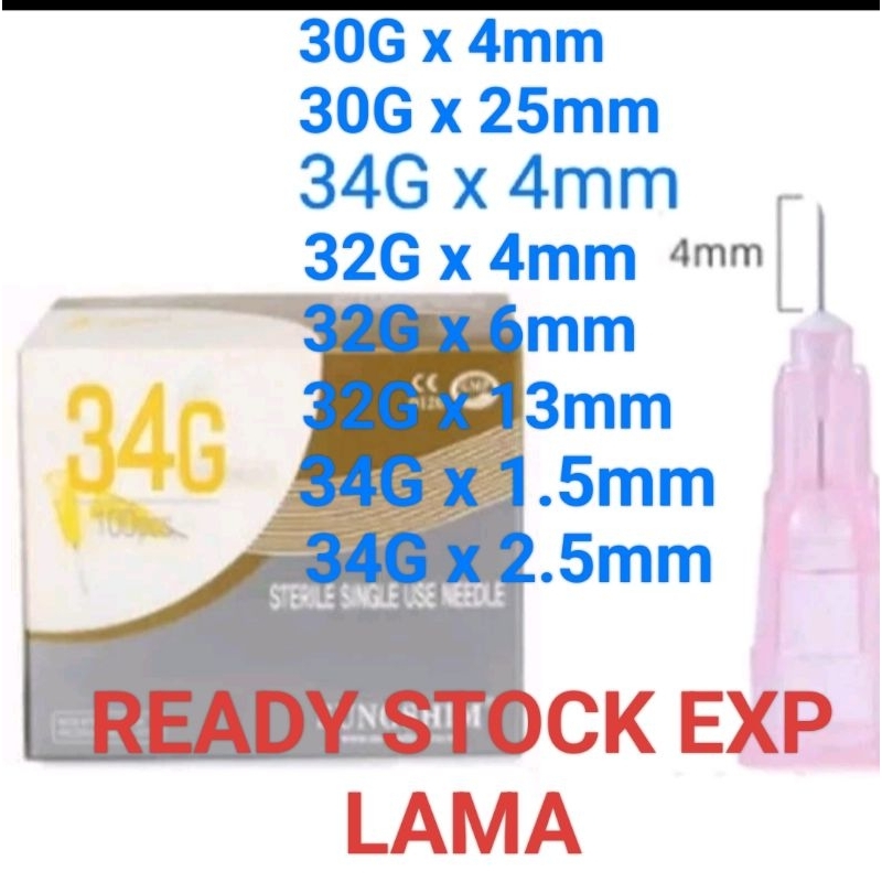 jarum disposable needle meso needle 34G 32G 30G sungshim jarum meso skin booster needle 30Gx4mm 34G 