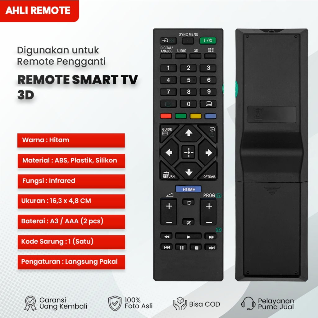 Remot TV Sony Bravia LCD LED Smart TV 3D / Remote TV Sony LCD LED
