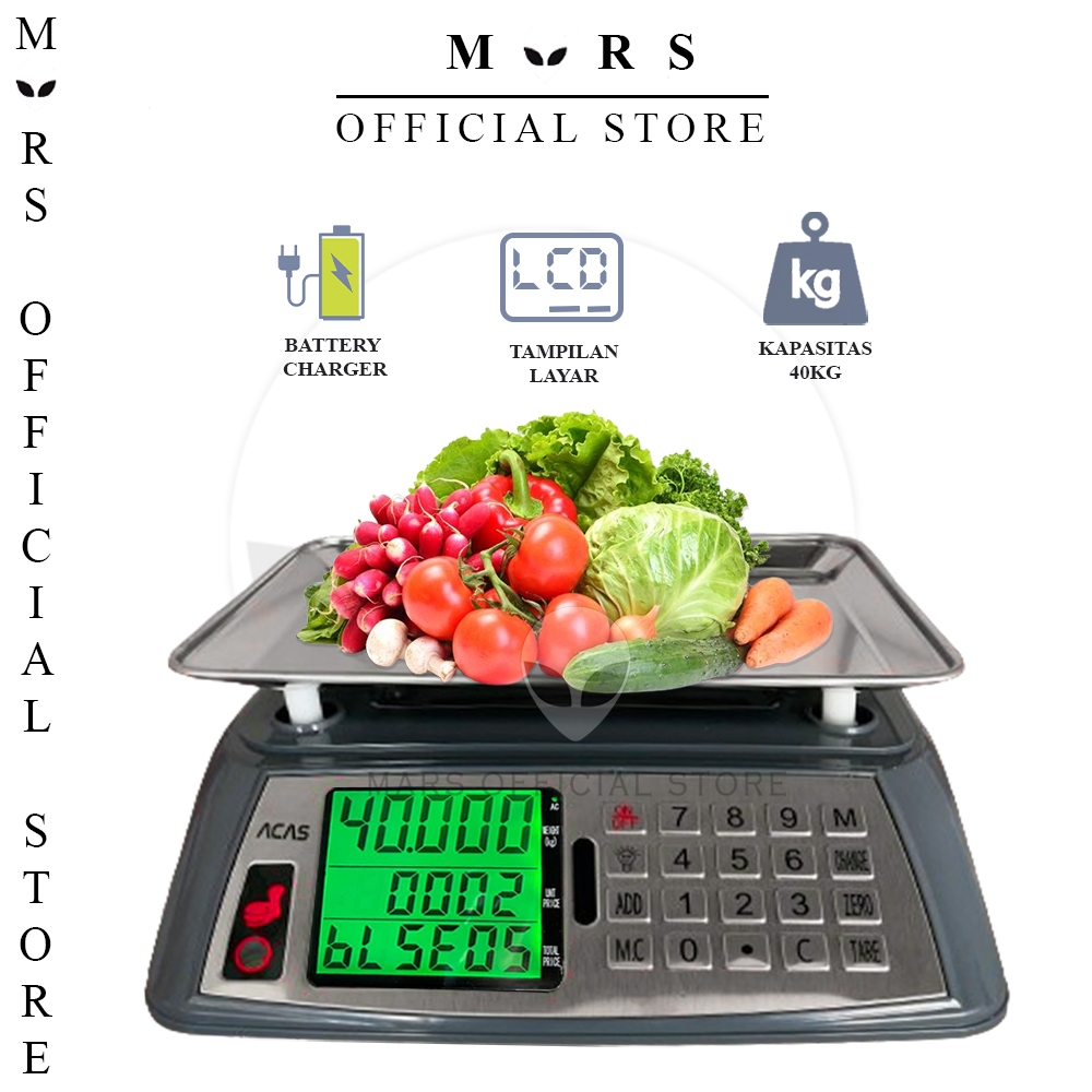 ACAS QE-01 Timbangan Duduk Digital 40kg Timbangan Dapur Buah dan Sayuran Timbangan Electronic Free C