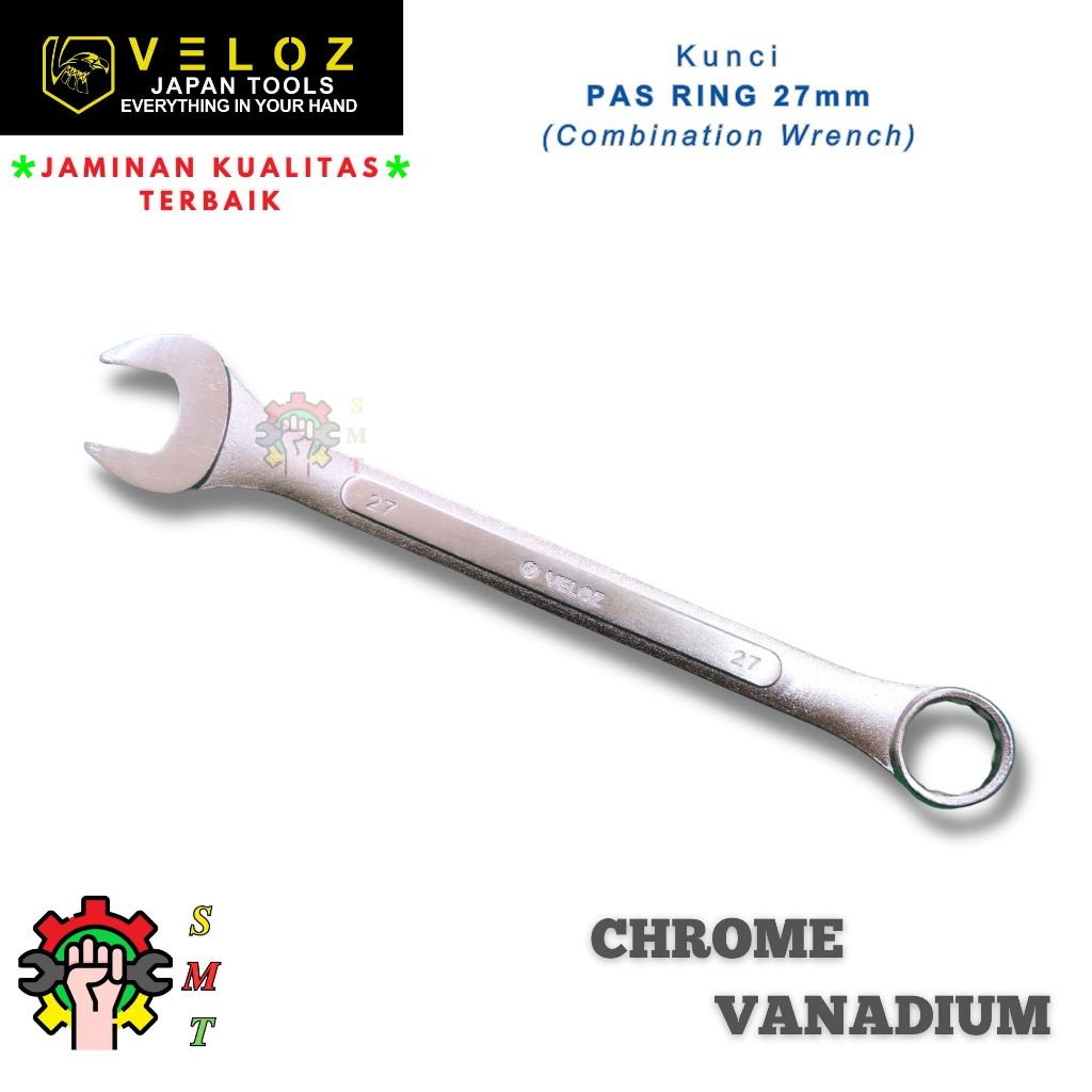 Kunci Pas Ring 27mm VELOZ / Kunci Ring Pas 27mm Chrome Vanadium Steel Veloz SMT Surabaya
