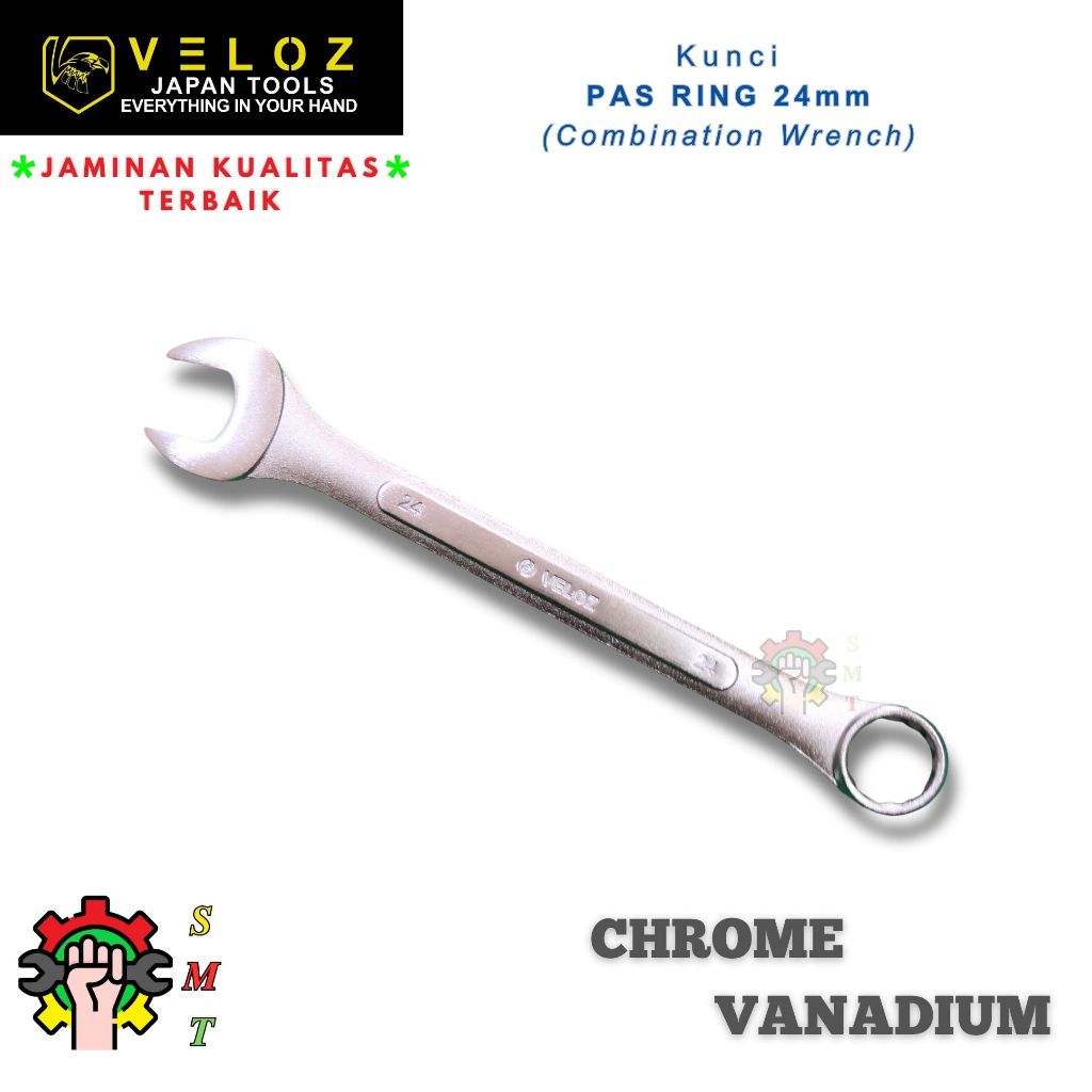 Kunci Pas Ring 24mm VELOZ / Kunci Ring Pas 24mm Chrome Vanadium Steel Veloz SMT Surabaya