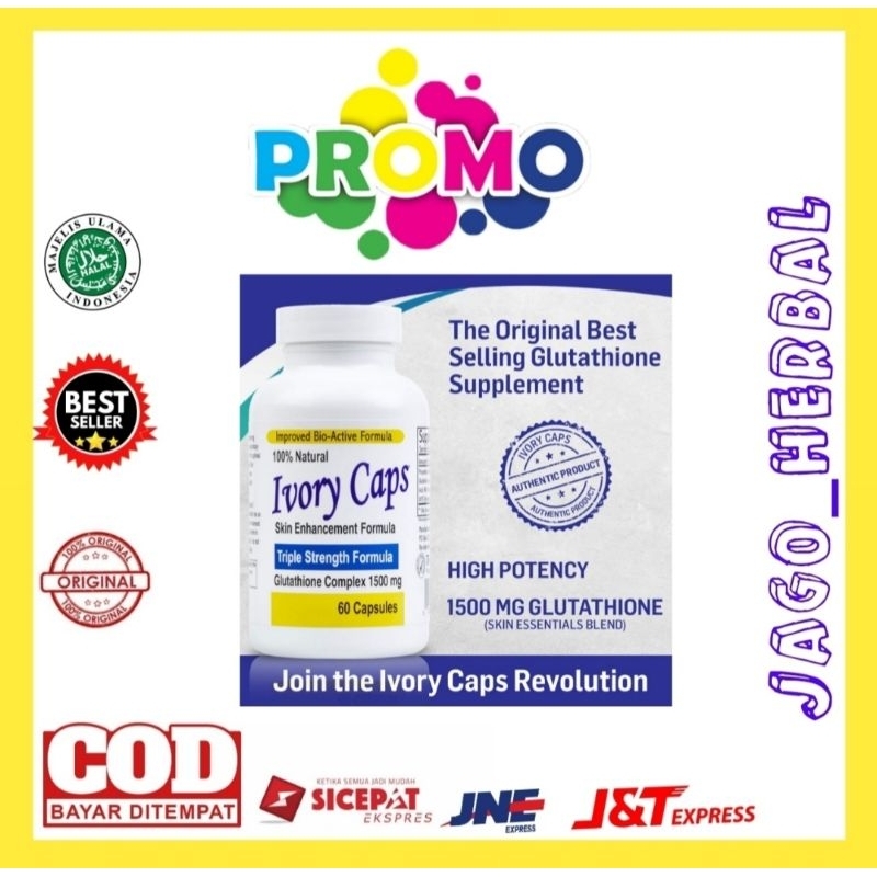 IVORY CAPS Asli Original 100℅ 60 Capsul Ivory Caps Obat Pemutih Badan Permanen Herbal Ampuh